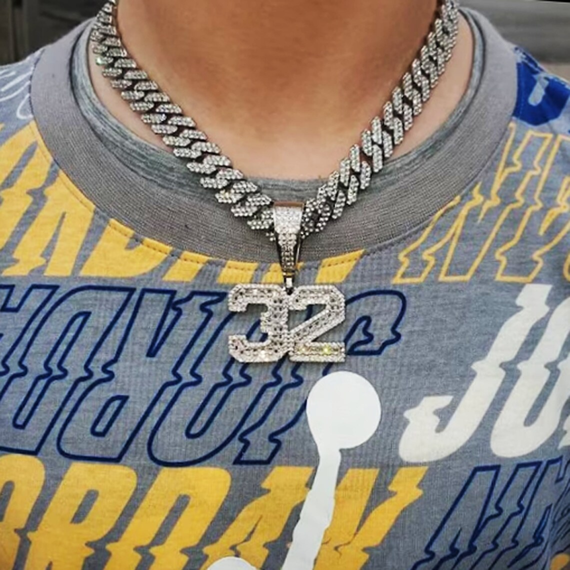 Bling Hip Hop Style 1-6 Numbers Cuban Chain Custom Number Necklace