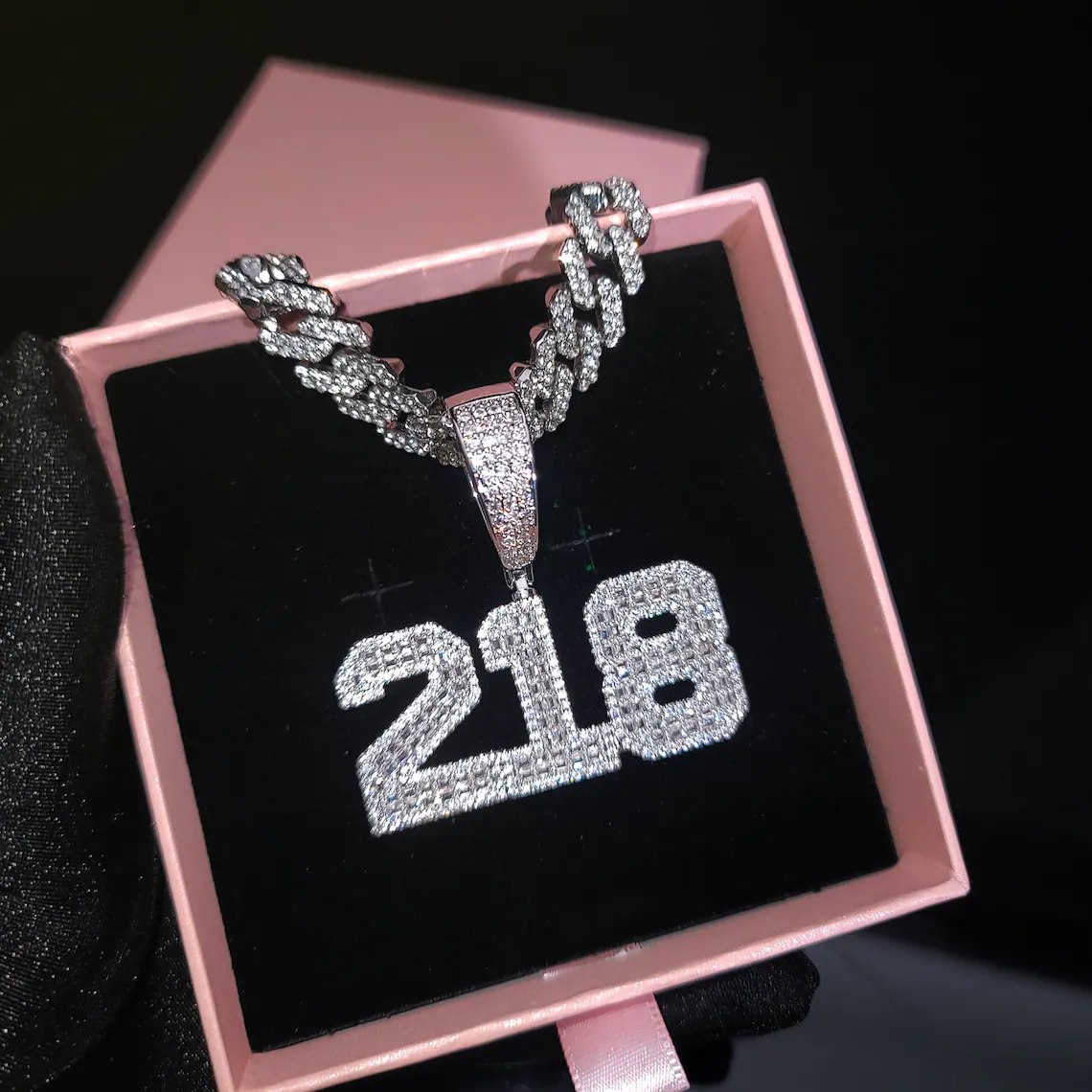 Bling Hip Hop Style 1-6 Numbers Cuban Chain Custom Number Necklace