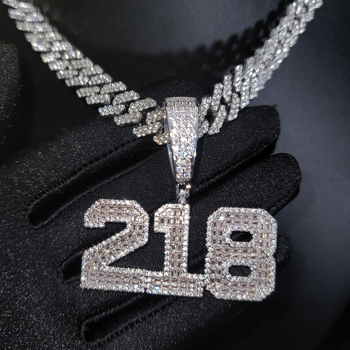 Bling Hip Hop Style 1-6 Numbers Cuban Chain Custom Number Necklace