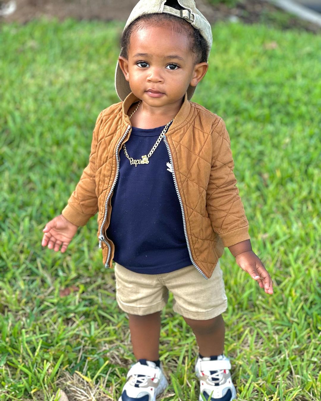 [Papa's necklace]Teddy Bear Nameplate Pendant Cuban Chain Personalized Name Necklace