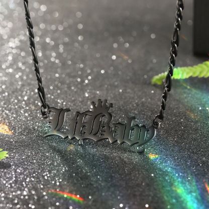 Old English Crown Nameplate Pendant Personalized Name Necklace