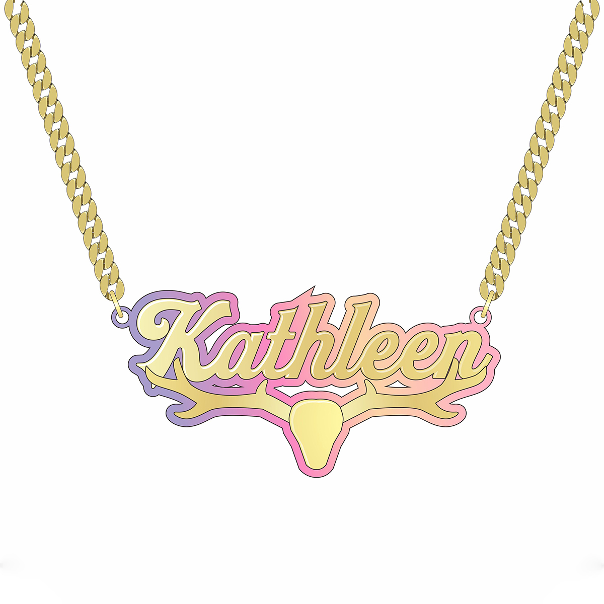 Antlers Deer Element Acrylic Personalized Name Necklace Christmas Gift