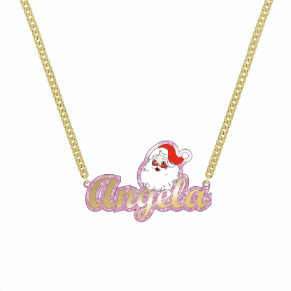 Personalized Acrylic Santa Cuban Chain Name Necklace 