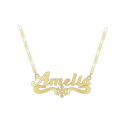 Personalized Snow Design Gold Plated Name Necklace