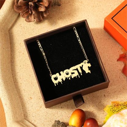 Ghost Gold Plated Personalized Name Necklace Halloween Gift