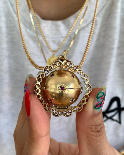 Gold Plated Openable Ball Personalized Photo Necklace