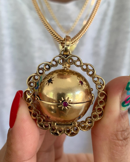 Gold Plated Openable Ball Personalized Photo Necklace