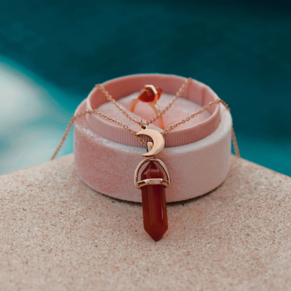 Stylish Stacked Crystal Pendant And Moon Necklace