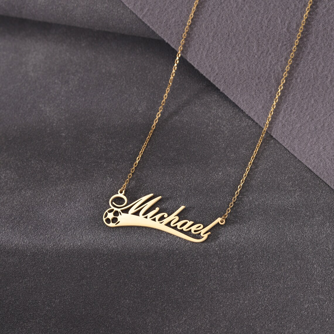 Gold Plated Soccer Personalized Name Necklace