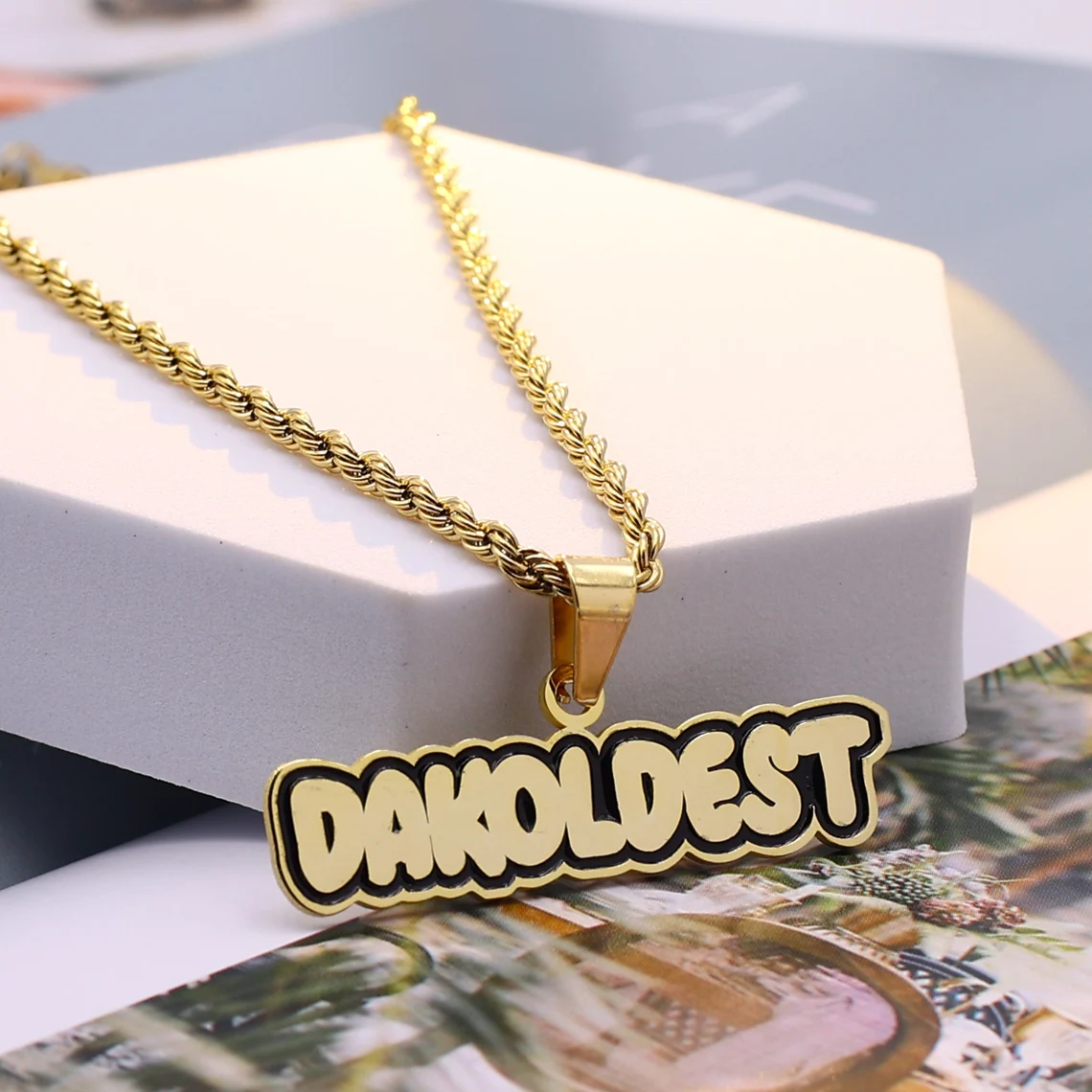 Detachable Chain Gold Plated Personalized Name Necklace
