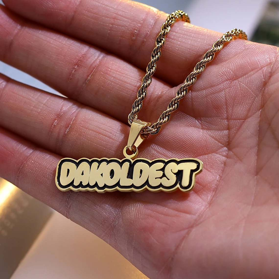 Detachable Chain Gold Plated Personalized Name Necklace