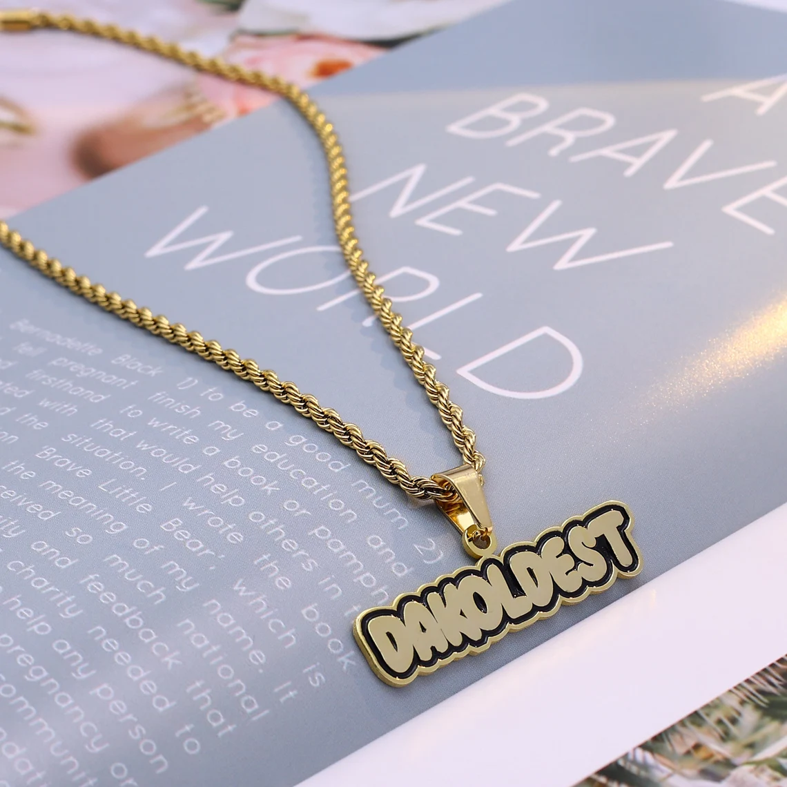 Detachable Chain Gold Plated Personalized Name Necklace