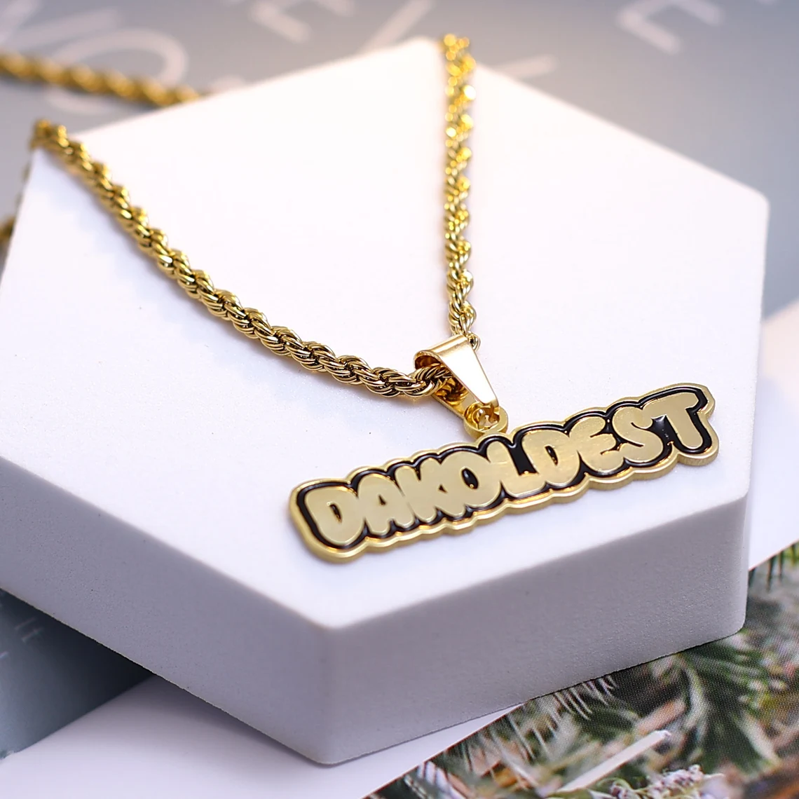 Detachable Chain Gold Plated Personalized Name Necklace