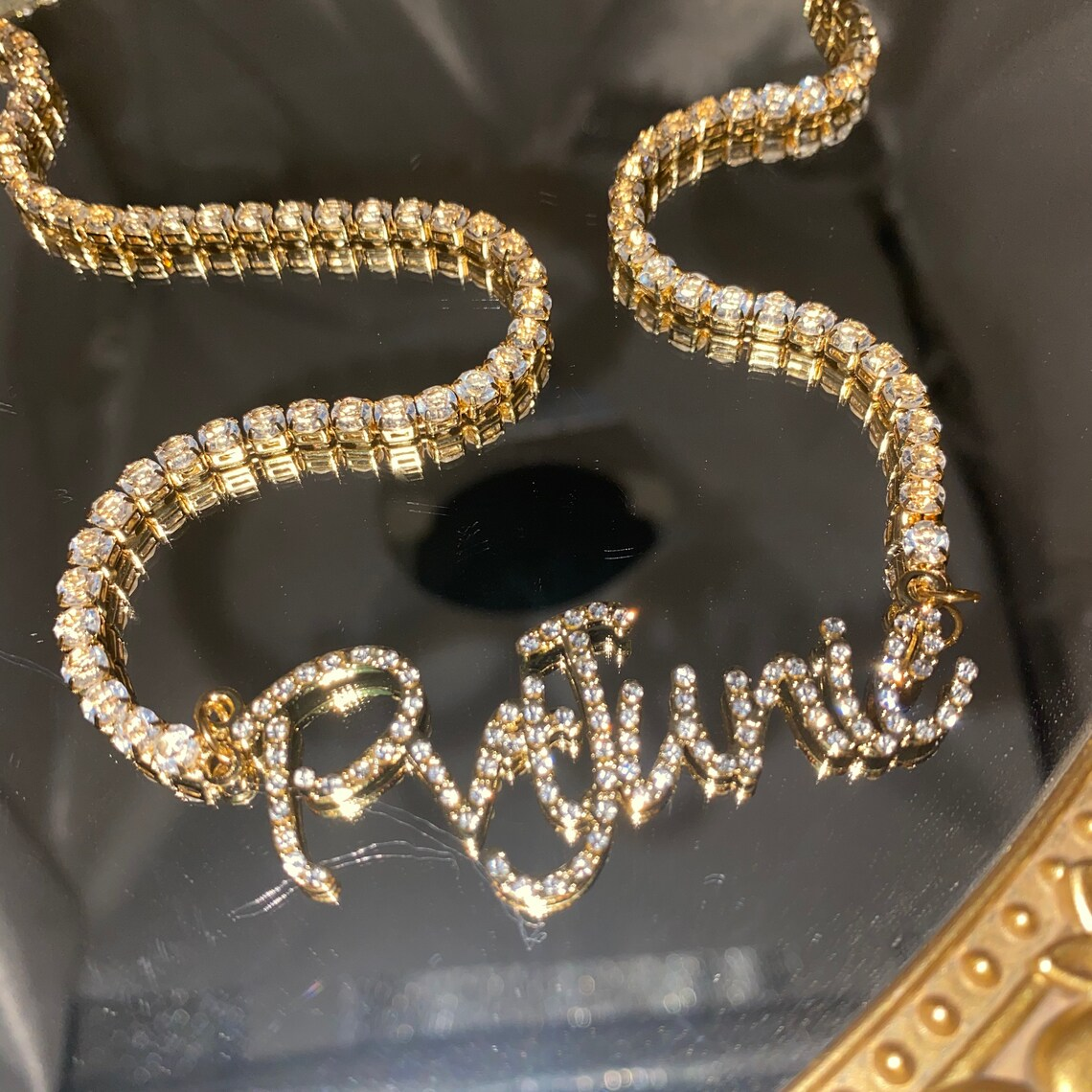 Tennis Chain Personalized Iced Out Nameplate Pendant Name Necklace