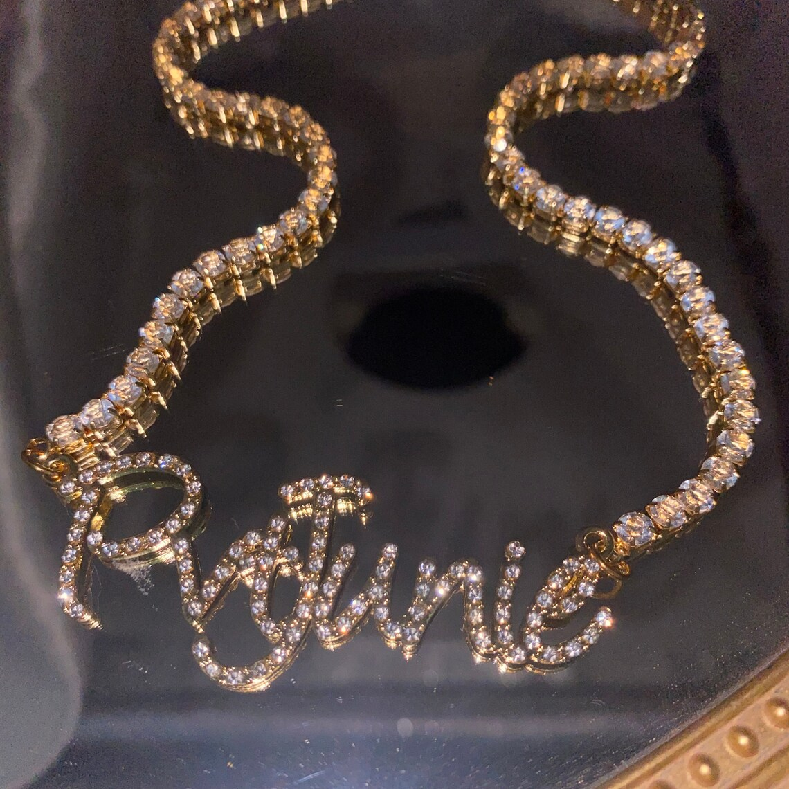 Tennis Chain Personalized Iced Out Nameplate Pendant Name Necklace