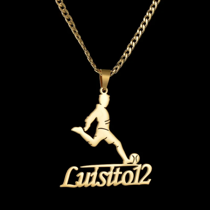 Sport Soccer Cuban Chain Personalized Name Necklace
