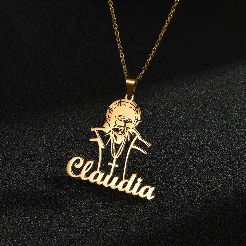 Gold Plated Cross Rope Chain Personalized Name Necklace