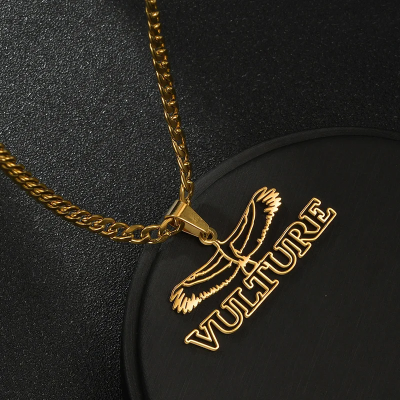 Gold Plated Eagle Pendant Cuban Chain Custom Name Necklace