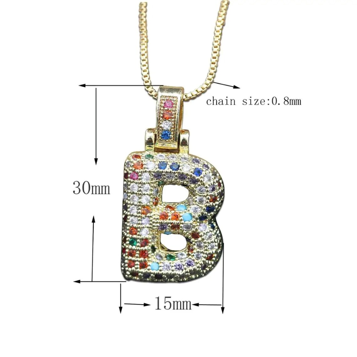 Personalized Initial Rainbow Color Bubble Balloon Letter Necklace