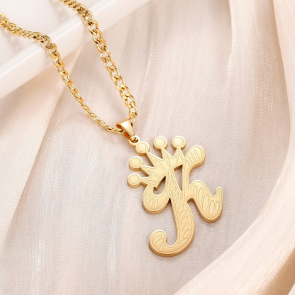 Crown Initial Pendant Personalized Letter Necklace