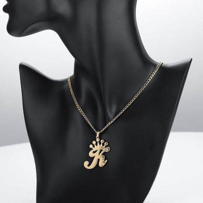 Crown Initial Pendant Personalized Letter Necklace