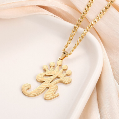 Crown Initial Pendant Personalized Letter Necklace