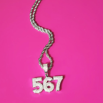 Iced Out Number Pendant Personalized Number Necklace
