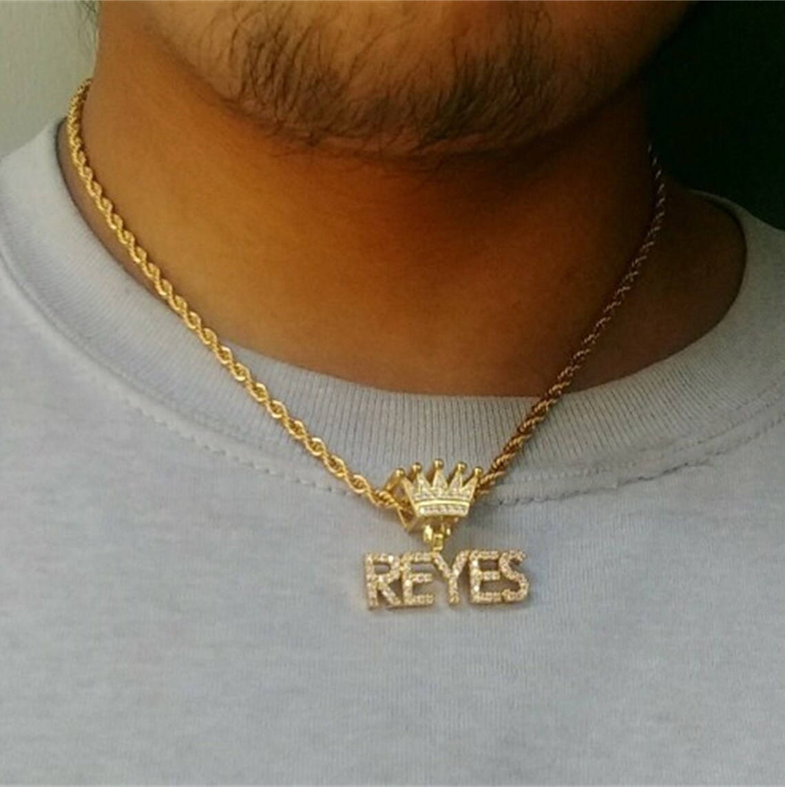 Iced Out Crown With Rope Chain Nameplate Peronalized Custom Name Necklace
