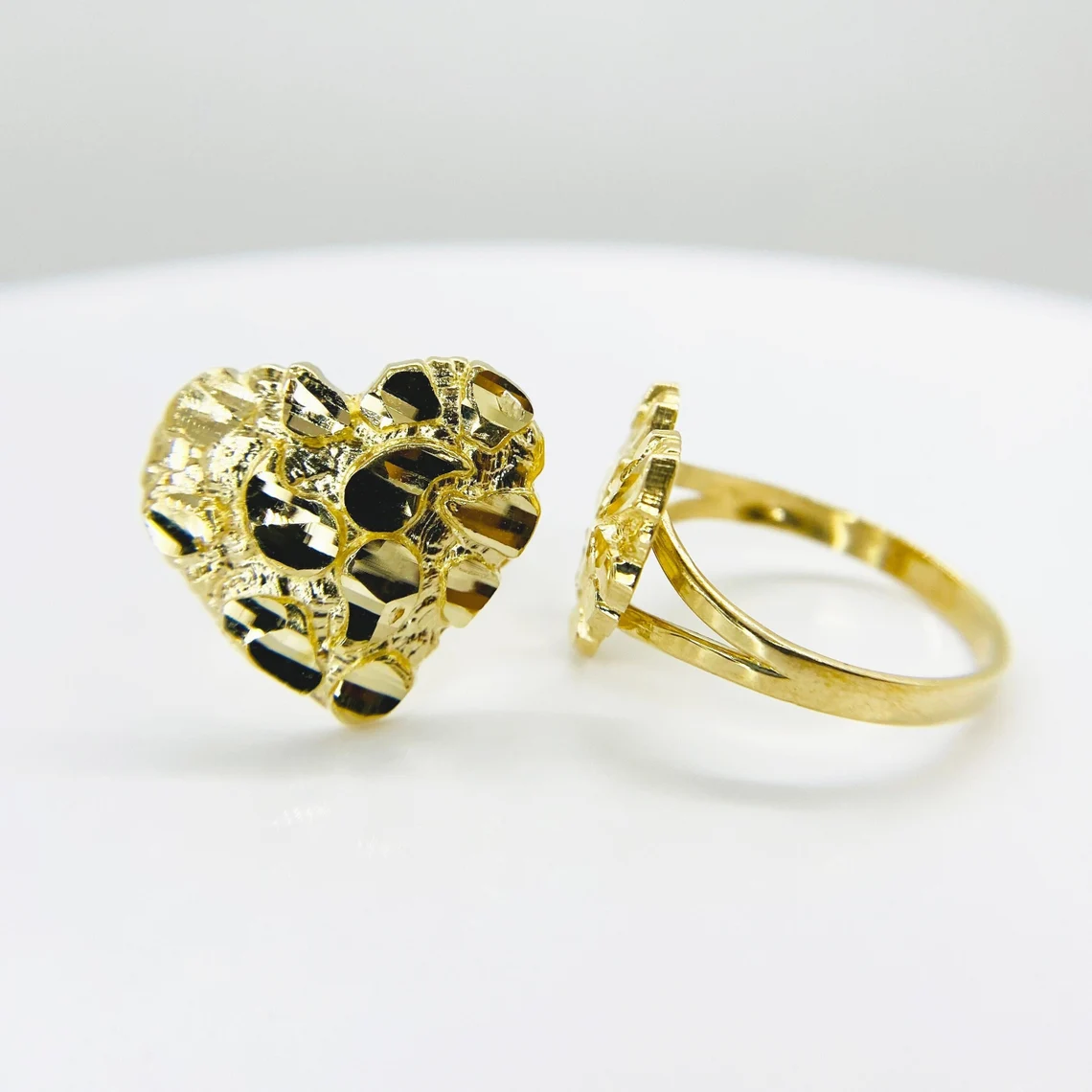 Nugget Gold Plated Heart Love Ring Custom Engraved Ring