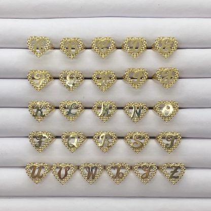 Gear Shape Heart Love Personalized Initial Letter Ring