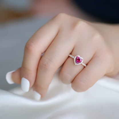 Heart Zircon Ring Custom Engrave Promise Ring