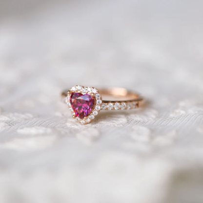 Heart Zircon Ring Custom Engrave Promise Ring