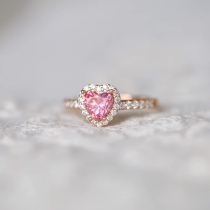 Heart Zircon Ring Custom Engrave Promise Ring