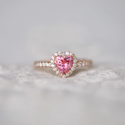 Heart Zircon Ring Custom Engrave Promise Ring
