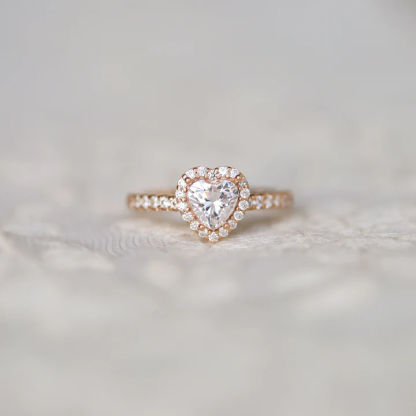 Heart Zircon Ring Custom Engrave Promise Ring