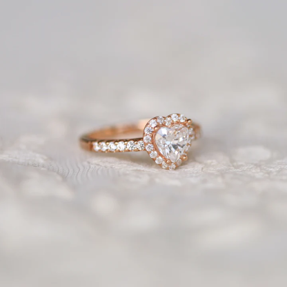 Heart Zircon Ring Custom Engrave Promise Ring