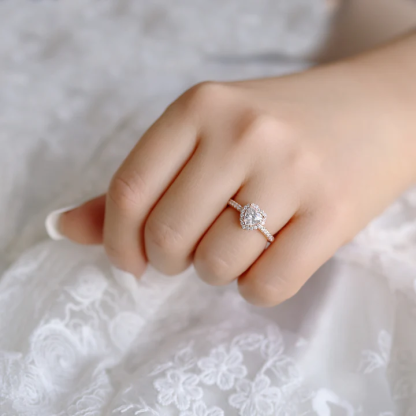 Heart Zircon Ring Custom Engrave Promise Ring