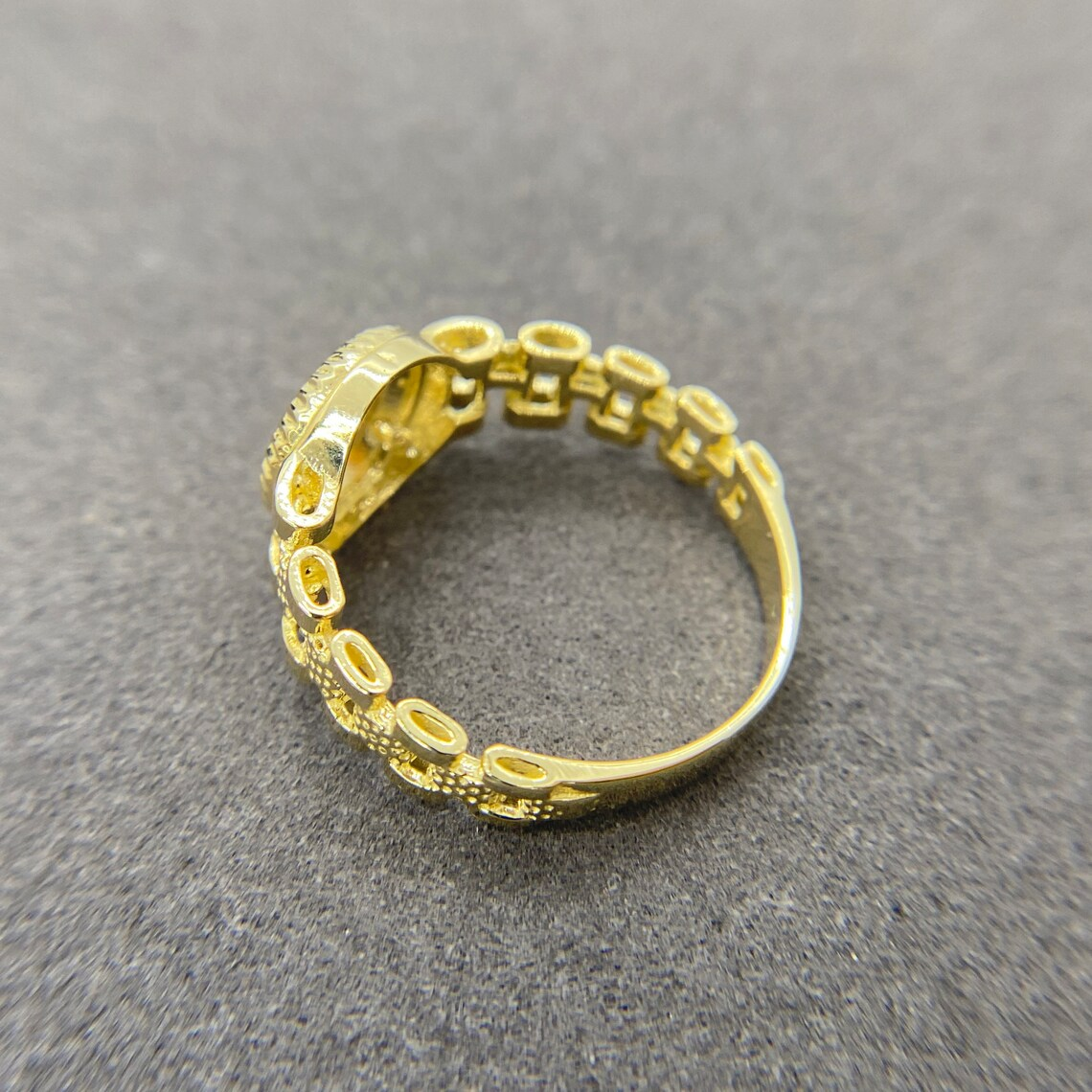 Personalized Gold Plated Circle Initial Letter Ring