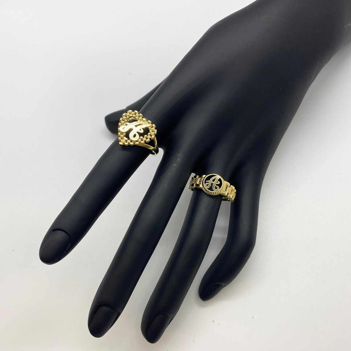 Personalized Gold Plated Circle Initial Letter Ring