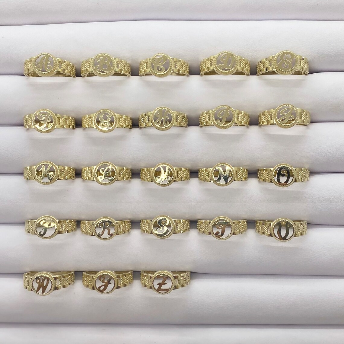 Personalized Gold Plated Circle Initial Letter Ring