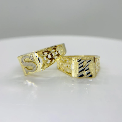 Custom Gold Plate Initial Letter Alphabet Monogram Ring