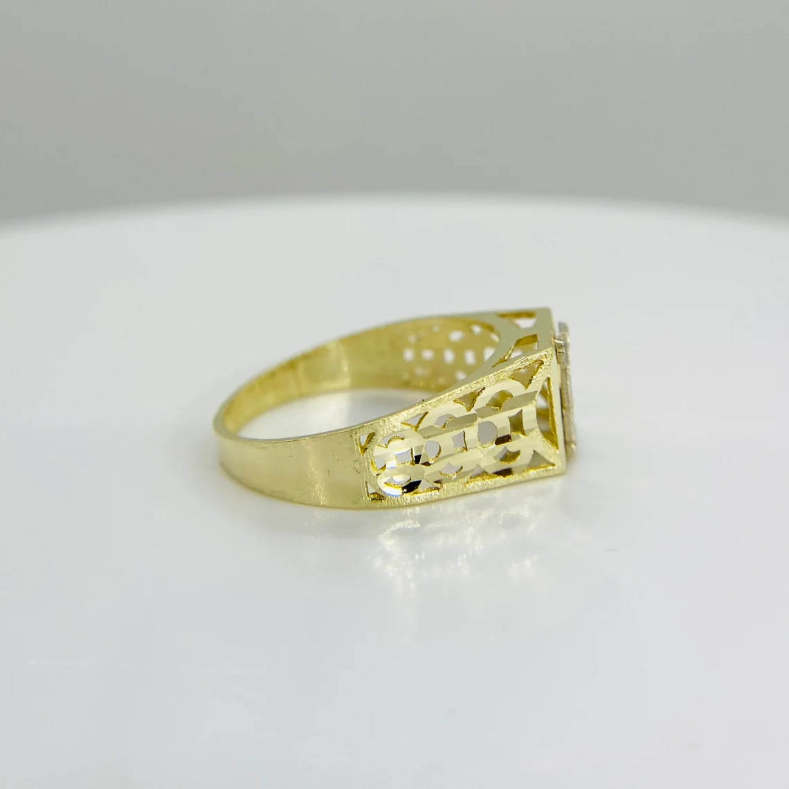 Custom Gold Plate Initial Letter Alphabet Monogram Ring