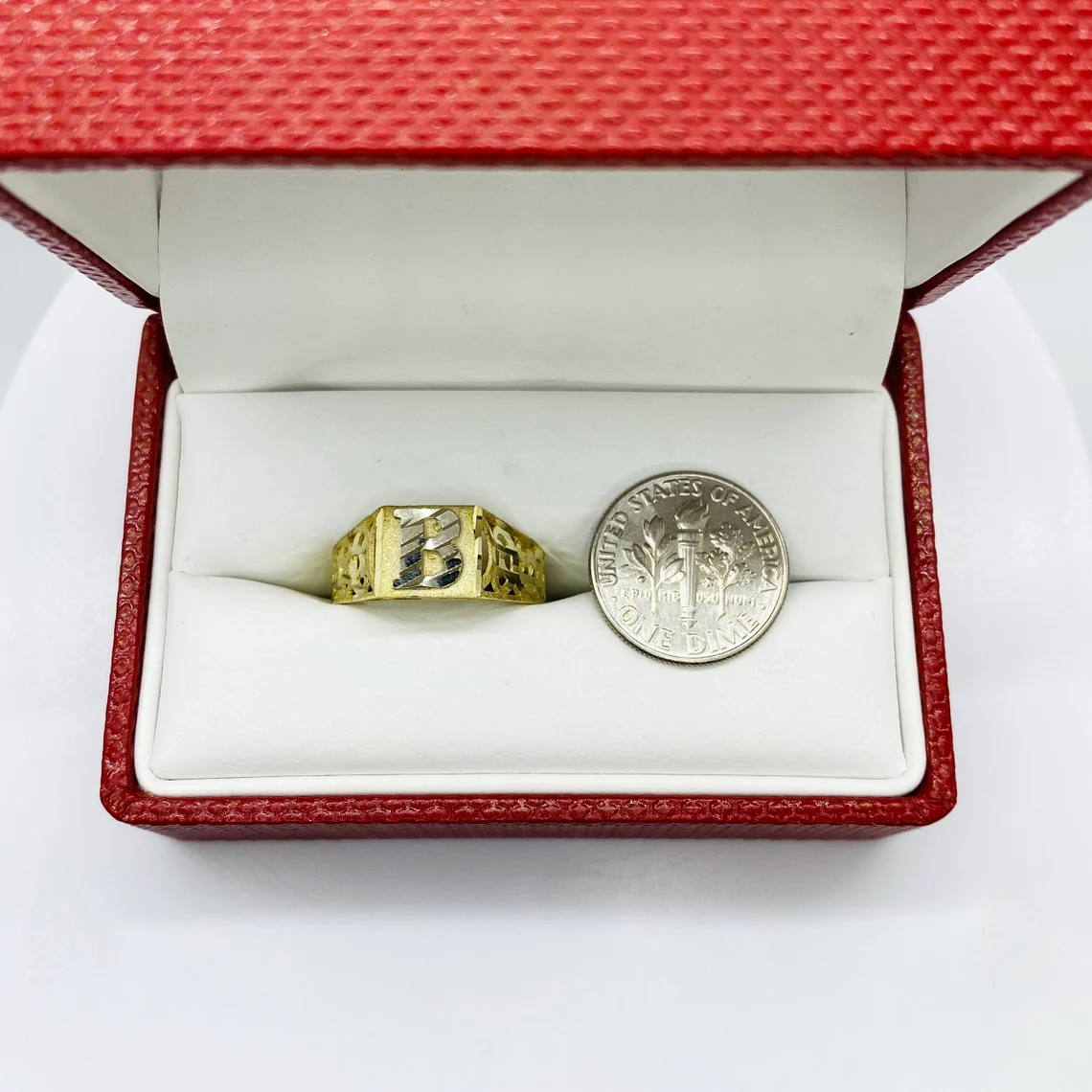 Custom Gold Plate Initial Letter Alphabet Monogram Ring