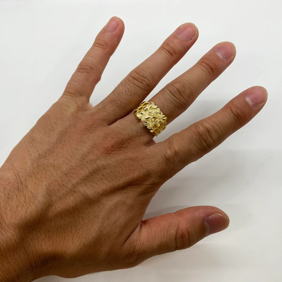 Nugget Style 14K Gold Plated Square Hip Hop Ring for Men – silviax