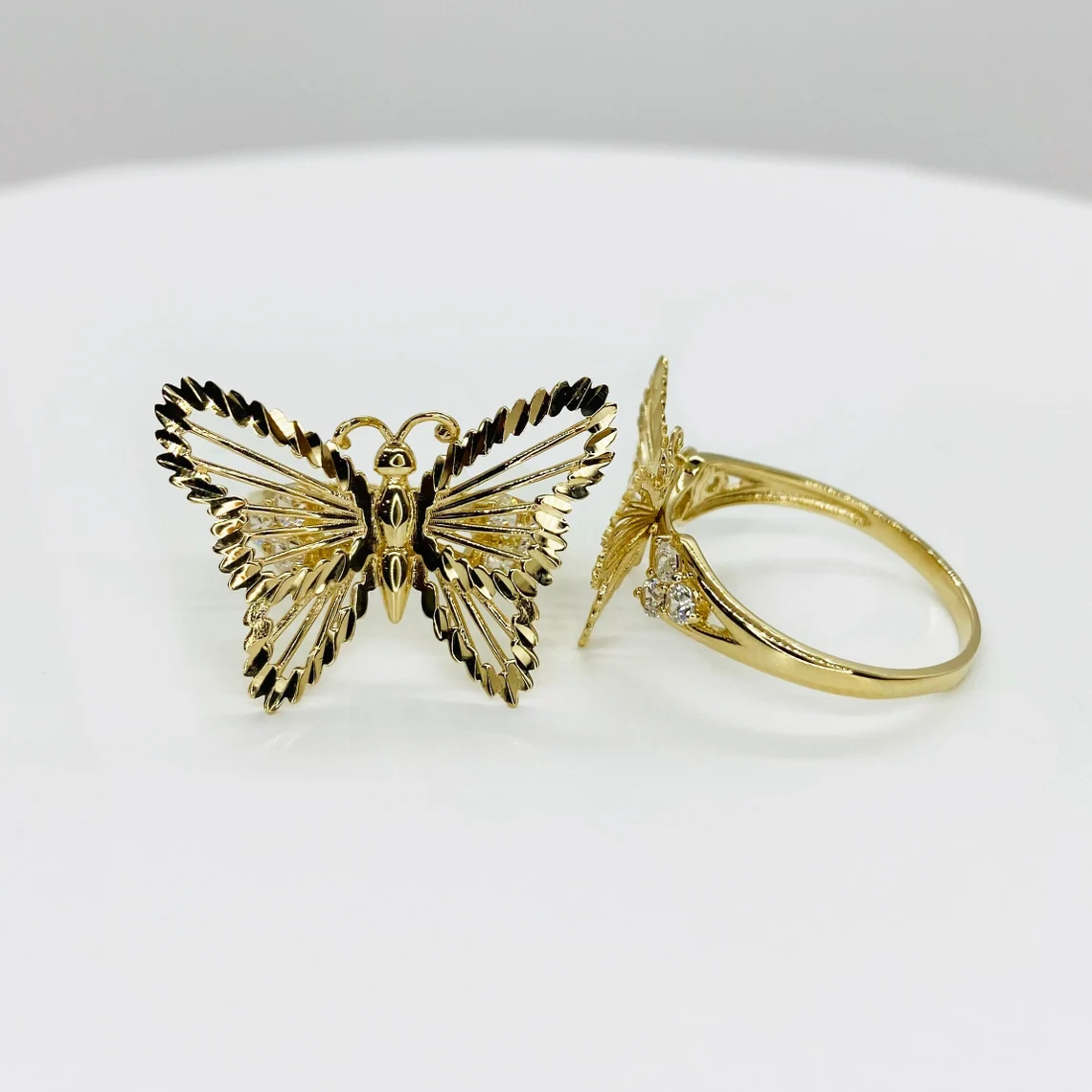Butterfly Gold Plated Personalized Engraved Ring