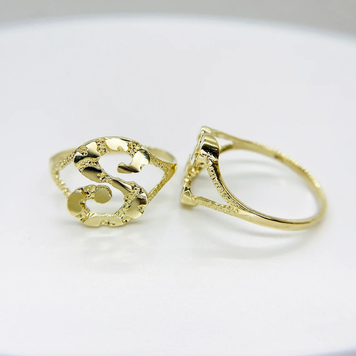 Initial Nugget Gold Plated Slim Cutom Engraved Ring