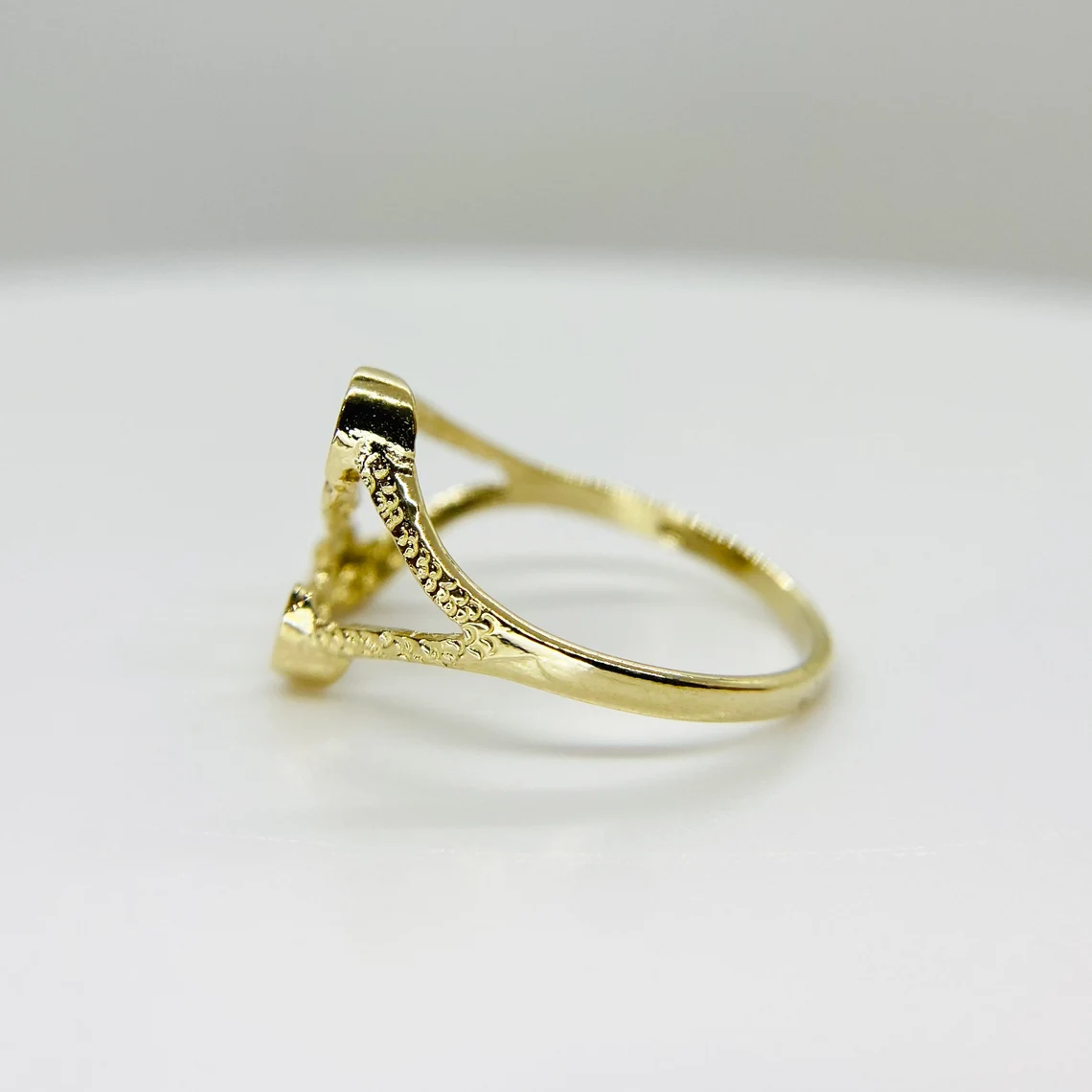 Initial Nugget Gold Plated Slim Cutom Engraved Ring