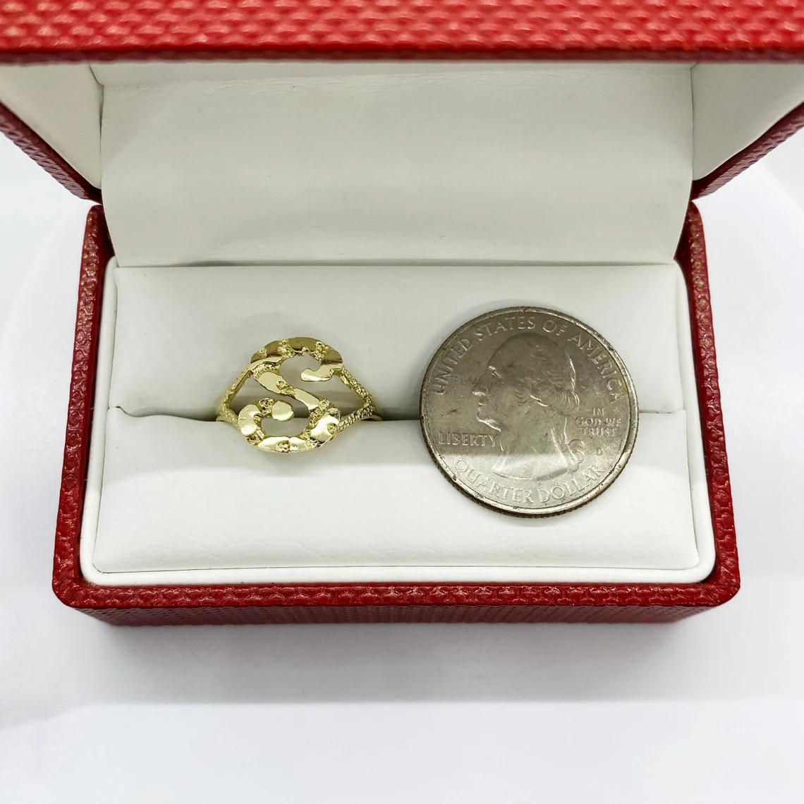 Initial Nugget Gold Plated Slim Cutom Engraved Ring