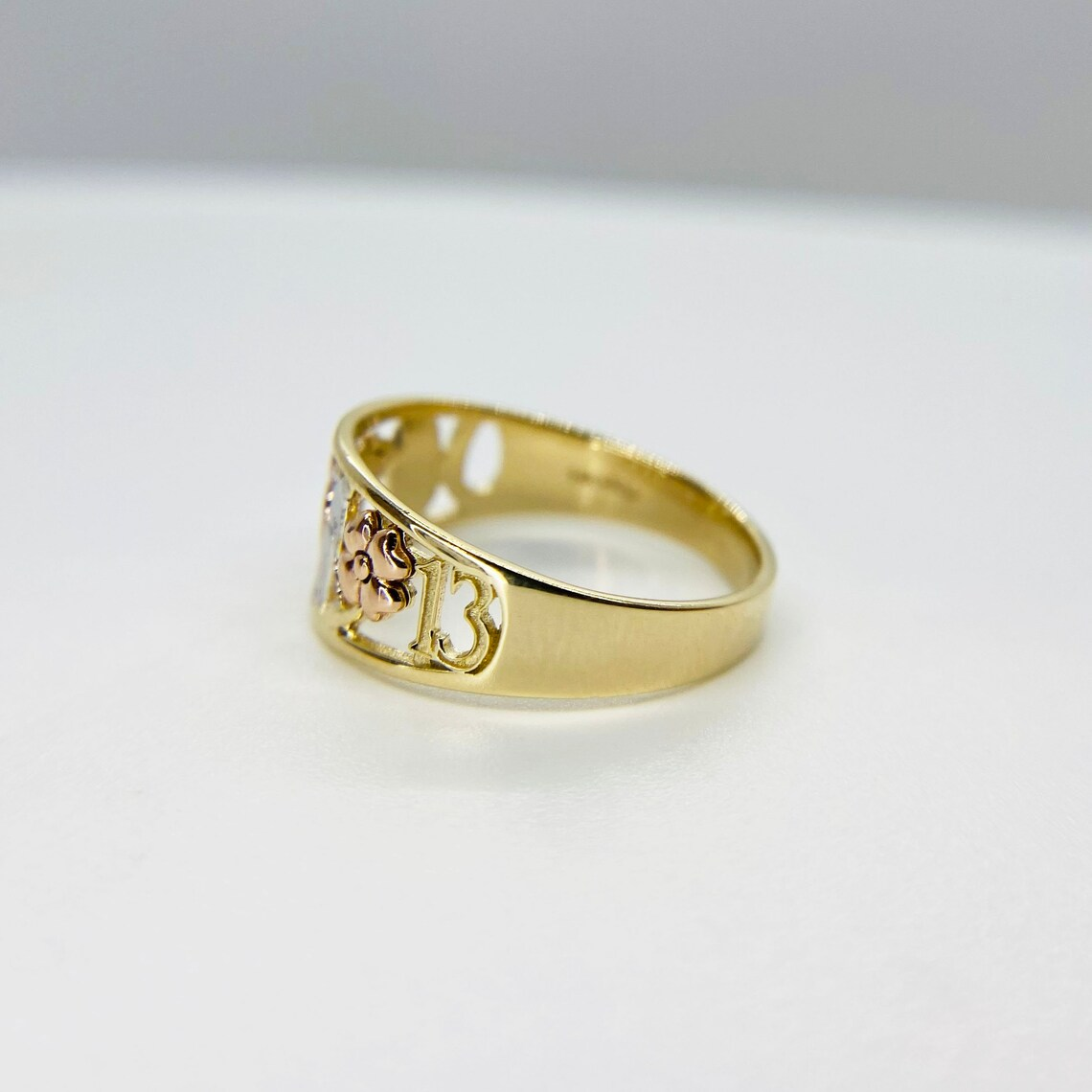 Elephant Flower Design Personalized Engraved Ring