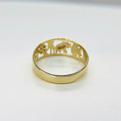 Elephant Flower Design Personalized Engraved Ring